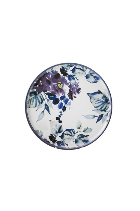 Hermia Vajilla de Cerámica de 24 Piezas en Blanco, Azul y Morado